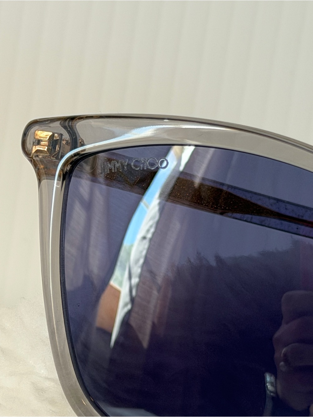 Jimmy Choo Women's BA/G/S sunglasses featuring a transparent grey frame - Picture 2 of 10